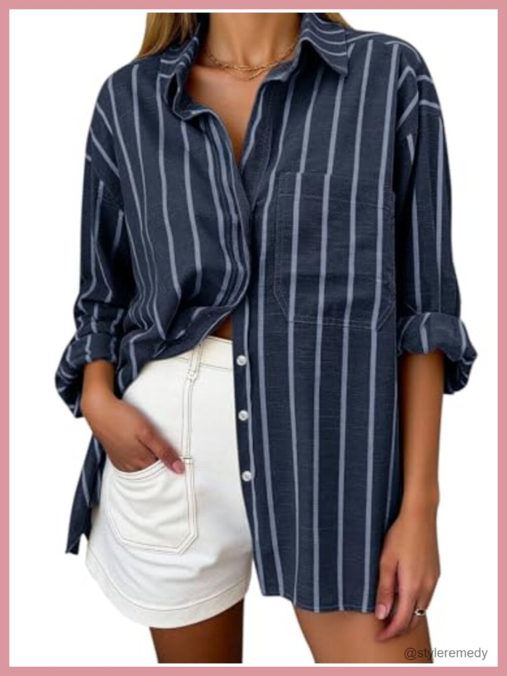 Oversized Cotton Oxford Button Down Shirt Long Sleeve Collared Blouse